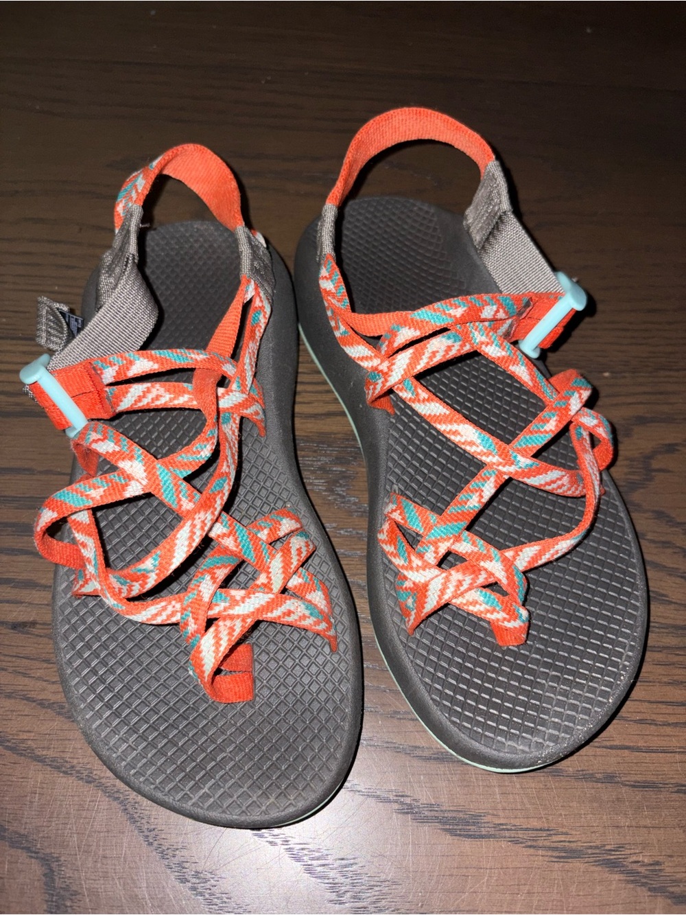 Chaco Women's Orange Teal Patterned Sport Sandals